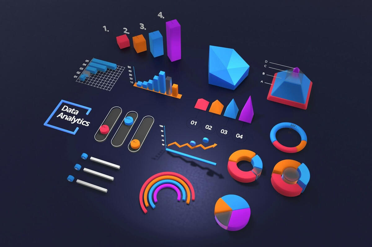 Quantitative Data Analysis Data visualization chart with metrics on a dark background